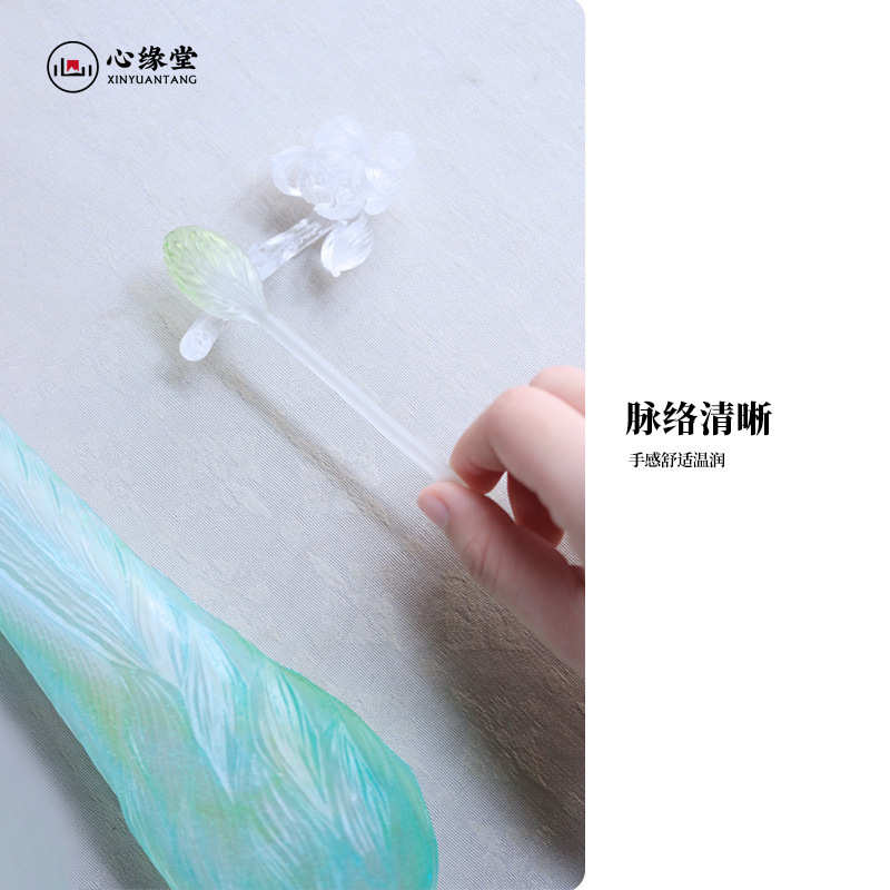 粉彩绿合一茶则玉颜茶簪茶道配件琉璃茶则茶簪茶席布置礼品