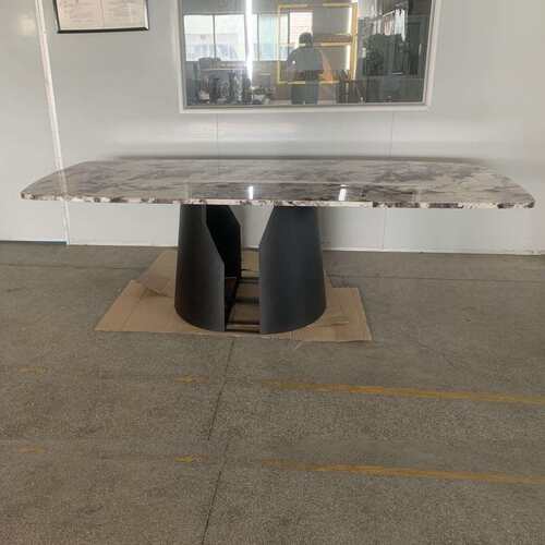 意式轻奢简约大理石餐桌/别墅酒店样板房软装设计五金大理石餐桌