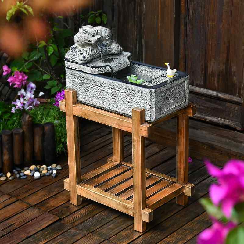 新中式玄关桌面招财流水摆件办公室前台循环水景茶室开 业乔迁礼