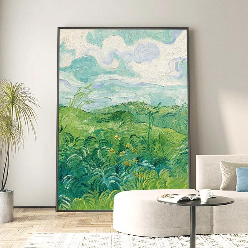手绘油画梵高丰收玄关挂画现代简约客厅背景墙装饰画大幅肌理画
