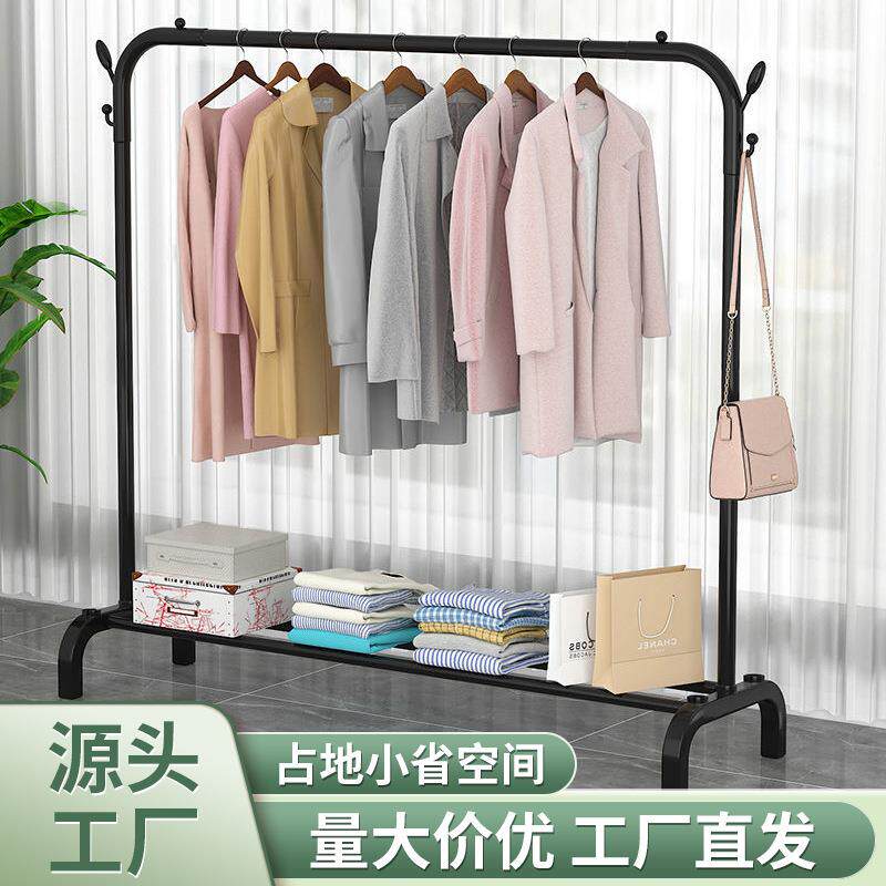 家用落地衣架立式带滚轮晾衣架加粗室内挂衣架晒被放挂衣服铁衣架