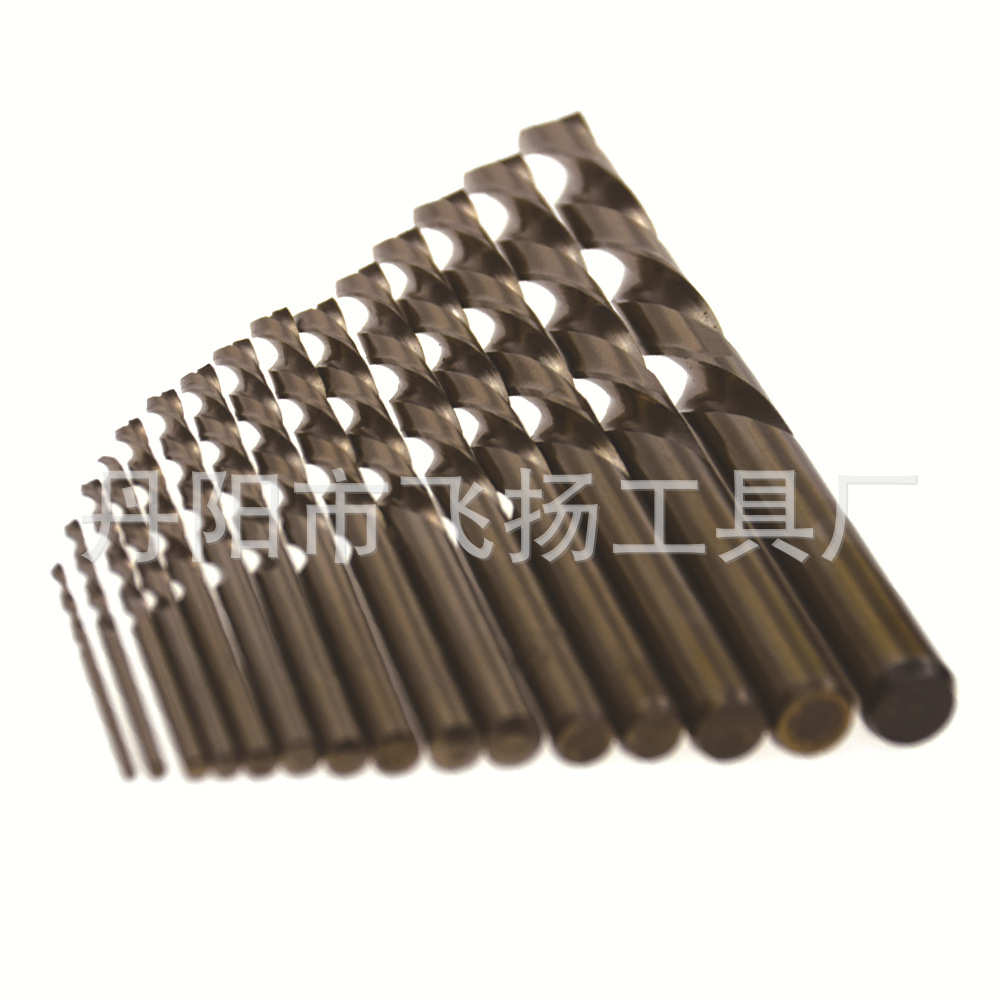 15支套1.5-10mmM35含钴不锈钢开孔高速钢全磨烤黄直柄麻花钻套装