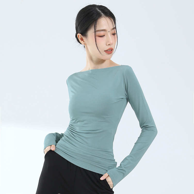 春秋舞蹈练功服女一字领修身显瘦长袖中国古典舞现代舞训练形体服
