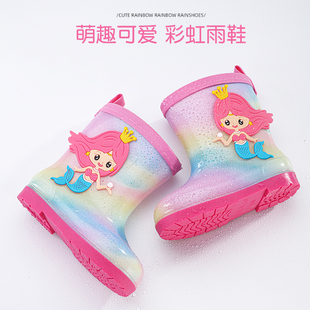 新款 儿童雨鞋 女款 男女童幼儿园防滑小孩雨靴可爱宝宝加绒胶鞋
