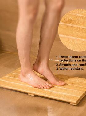 简约竹制浴脚室防威达-6滑垫卫垫生间防积水竹淋浴房踏板防滑G垫