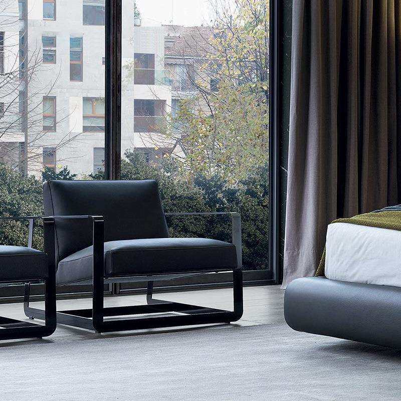 北欧轻奢皮椅洽谈休闲单人沙发椅卧室客厅简约现代设计师咖啡椅子