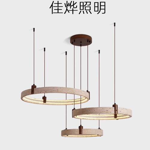 中古风客厅吊灯中式诧寂风黄洞石大厅主灯2026新款全光谱护眼灯