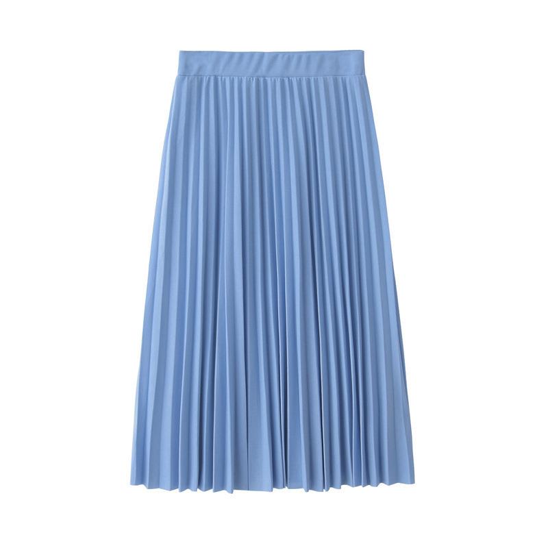 Skirt Waist High Pleated Color Solid Waist Elastic Skirt