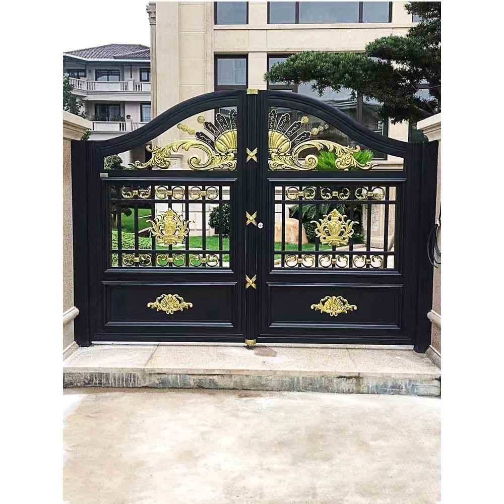 浙江铝艺庭院门别墅门围墙栏杆铝合金门电动门农村院子电动双开门