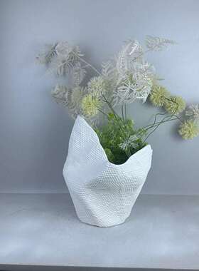 欧式摆件装饰品花艺套装灰色玻璃花器透明花瓶橙色仿真花绿色配草