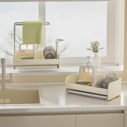 Kitchen Storage Rack, Cloth Drying Rack, No-Drill Kitchen Wa