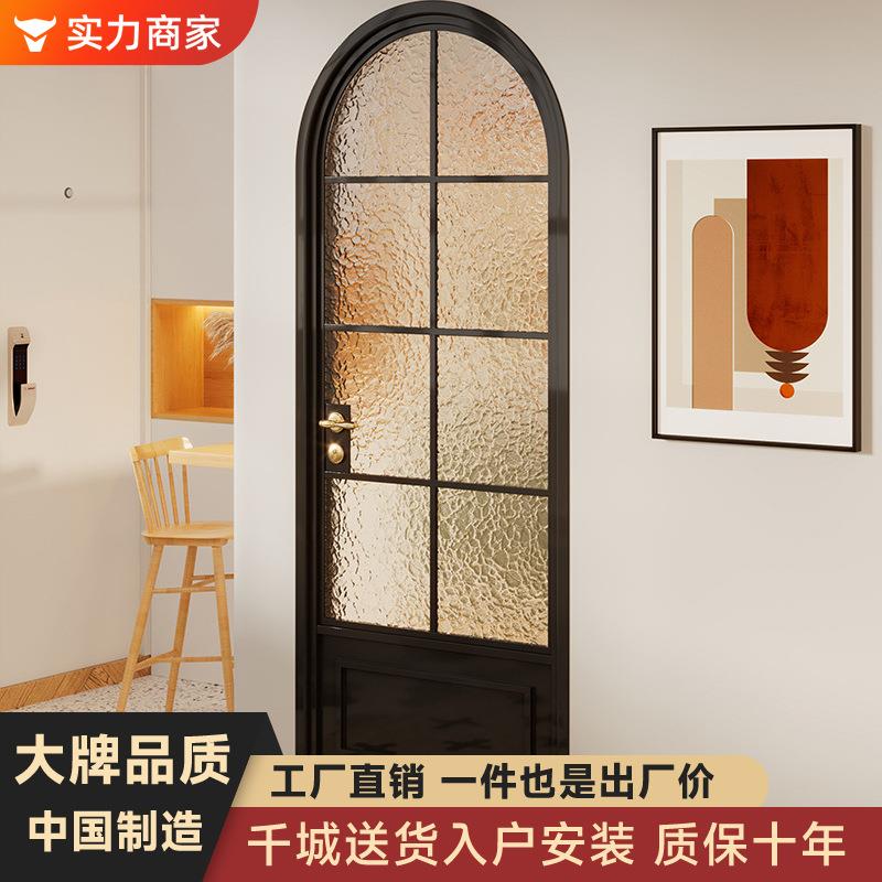 法式复古铁艺玻璃门卫生间门厕所门浴室门书房拱形包厢店铺门
