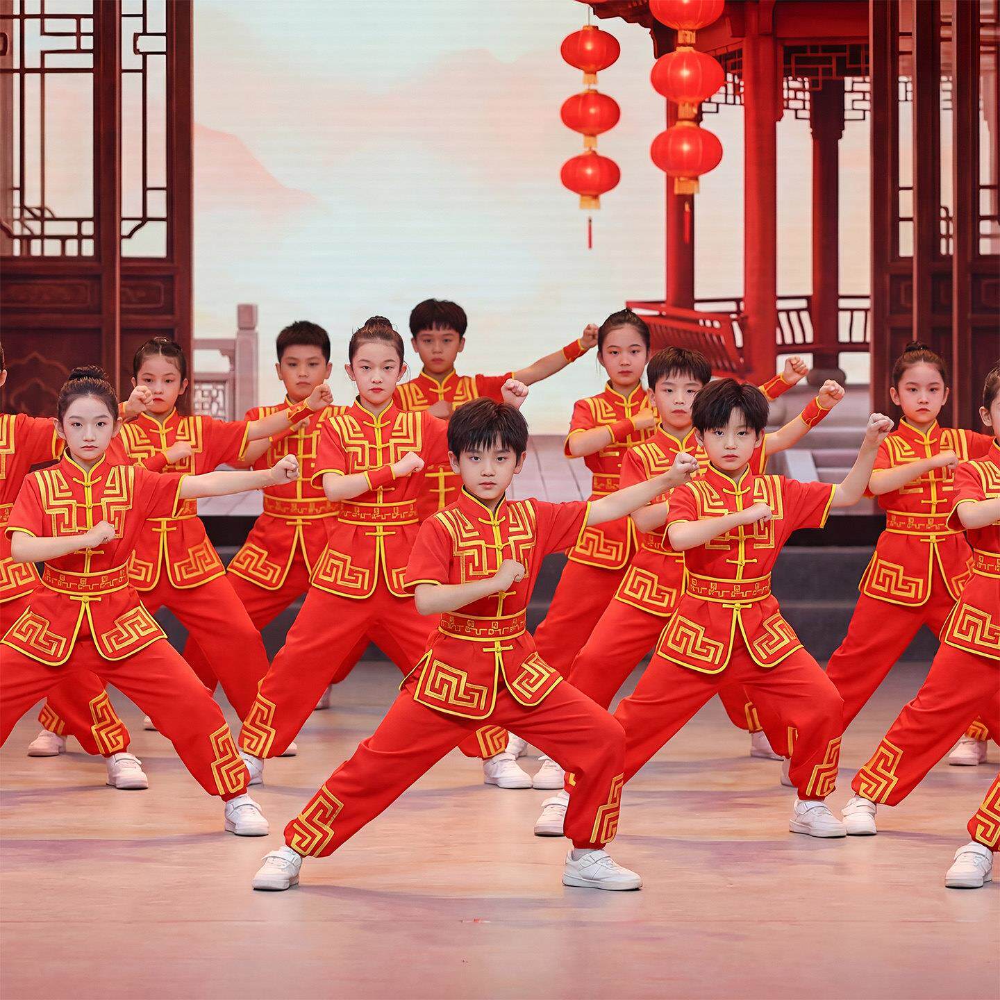 六一儿童练功服男女童武术表演服中国风打鼓武术训练比赛演出服装