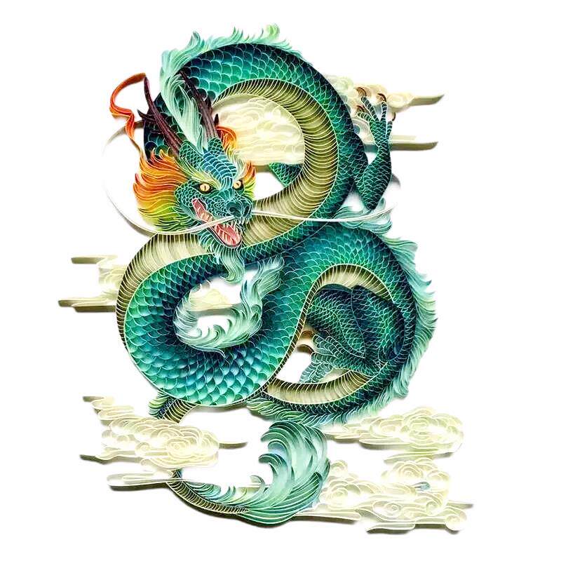 衍纸青龙DIY手工材料包 立体赤龙成品画装饰 家居镇宅走廊挂墙摆