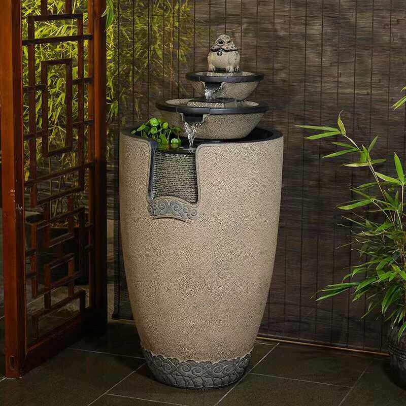 招财流水摆件循环水鱼缸客厅办公室桌面风水轮喷泉开 业乔迁礼品