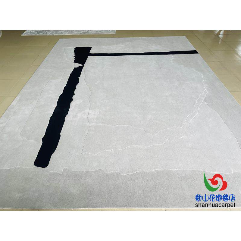 新西兰进口羊毛灰色长方形格子欧式别墅简约客厅茶几地毯卧室大厅