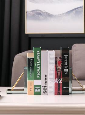 跨境欧式一对金属水晶书靠摆件家居创意书架礼品书立装饰品工艺品