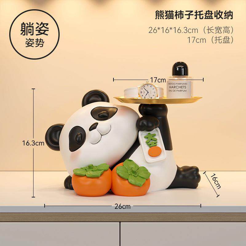 跨境树脂工艺品创意熊猫摆件入户家居客厅装饰品乔迁新居礼品