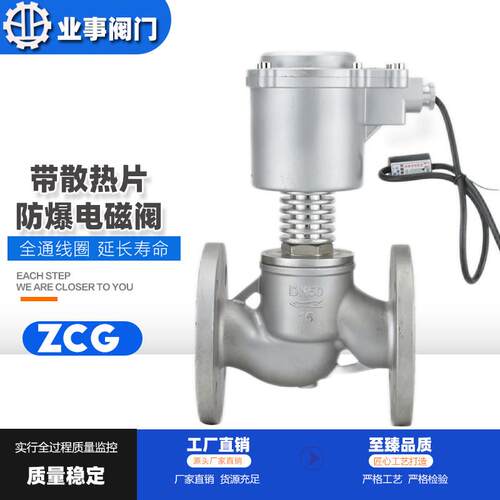 ZCG-16P带散热片耐高温蒸汽导热油304不锈钢法兰电磁阀AC220V
