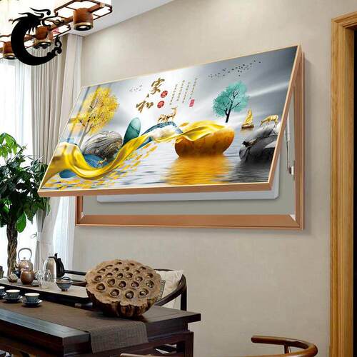 网红现代轻奢大尺寸电表箱装饰画 画免打孔遮挡配电箱总开 关饭厅