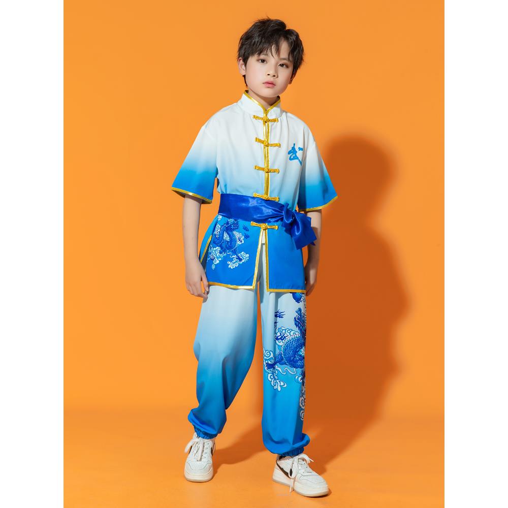 高档演国儿童武术服表太服男女极服击鼓服古典幼儿园中式庆表演服