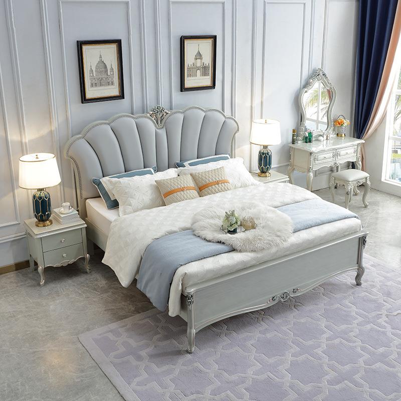 法式实木床主卧轻奢纳帕皮床公主床奢华皮艺家具欧式高档双人婚床