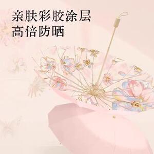 【高定防晒伞】16骨金杆金架手动三折防晒伞晴雨两用遮阳伞抗风伞
