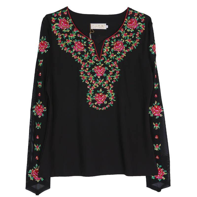 正品新疆舞蹈衣艺考生考级表演练舞服装广场功舞绣花长袖维族服舞