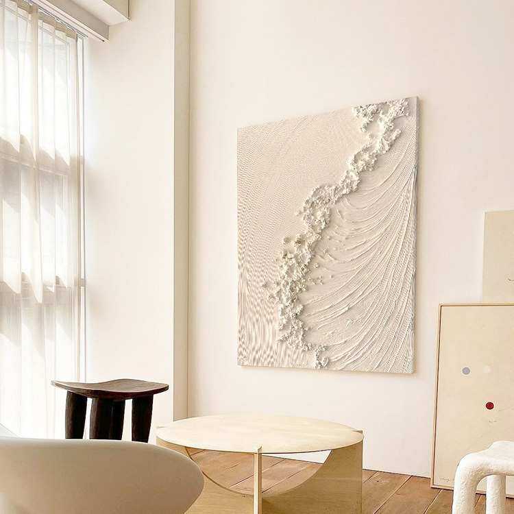 纯手绘装饰画ins奶油风立体感海浪肌理画抽象艺术沙发背景墙挂画,家居饰品,现代装饰画,淘宝优惠券,粉丝福利购,淘宝优惠卷
