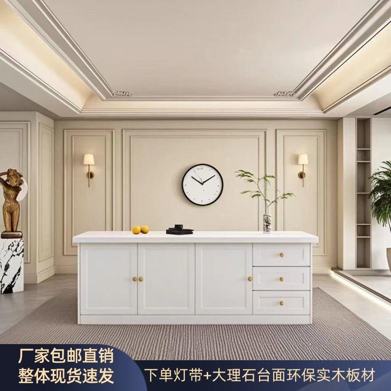 SJN现代轻奢吧台家用厨房岛台料理一体烘焙台开放式小户型中岛台