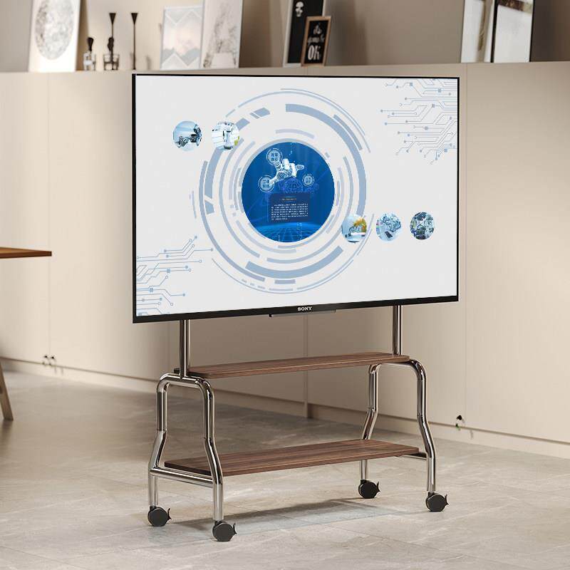 可移动电视落地支架推车置物架不锈钢移动架带万向轮支持32-75寸