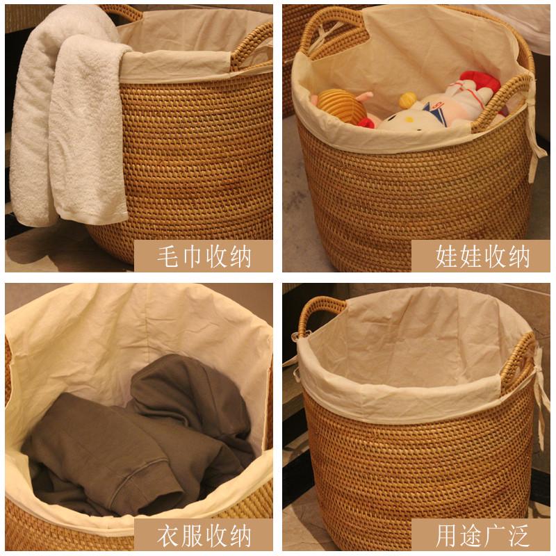 越南秋藤脏衣篮手提脏衣桶手工编织大号整理收纳蒌衣物杂物储物筐