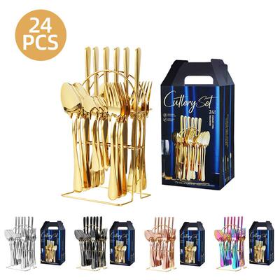 24pcs Western Dinnerware Set Stainless Steel Cutlery 餐具