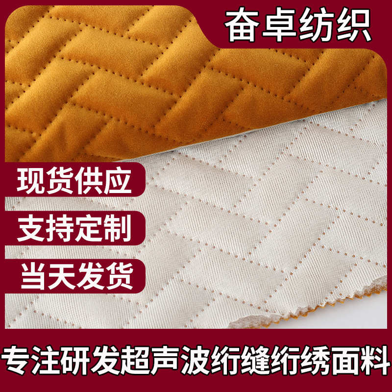 厂家批发超声波压棉丽丝绒 靠枕抱枕面料 无线绗缝棉衣面料