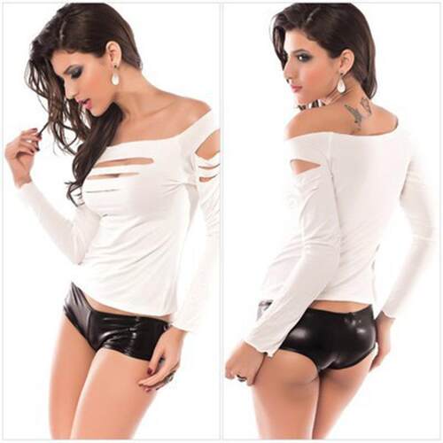 Tearing T-shirt with holes, revealing chest top, T-shirt