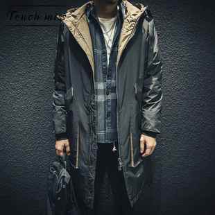 男装 TOUCH 宽松加厚加肥大码 羽绒服男冬季 休闲纯色外套男 MISS长款