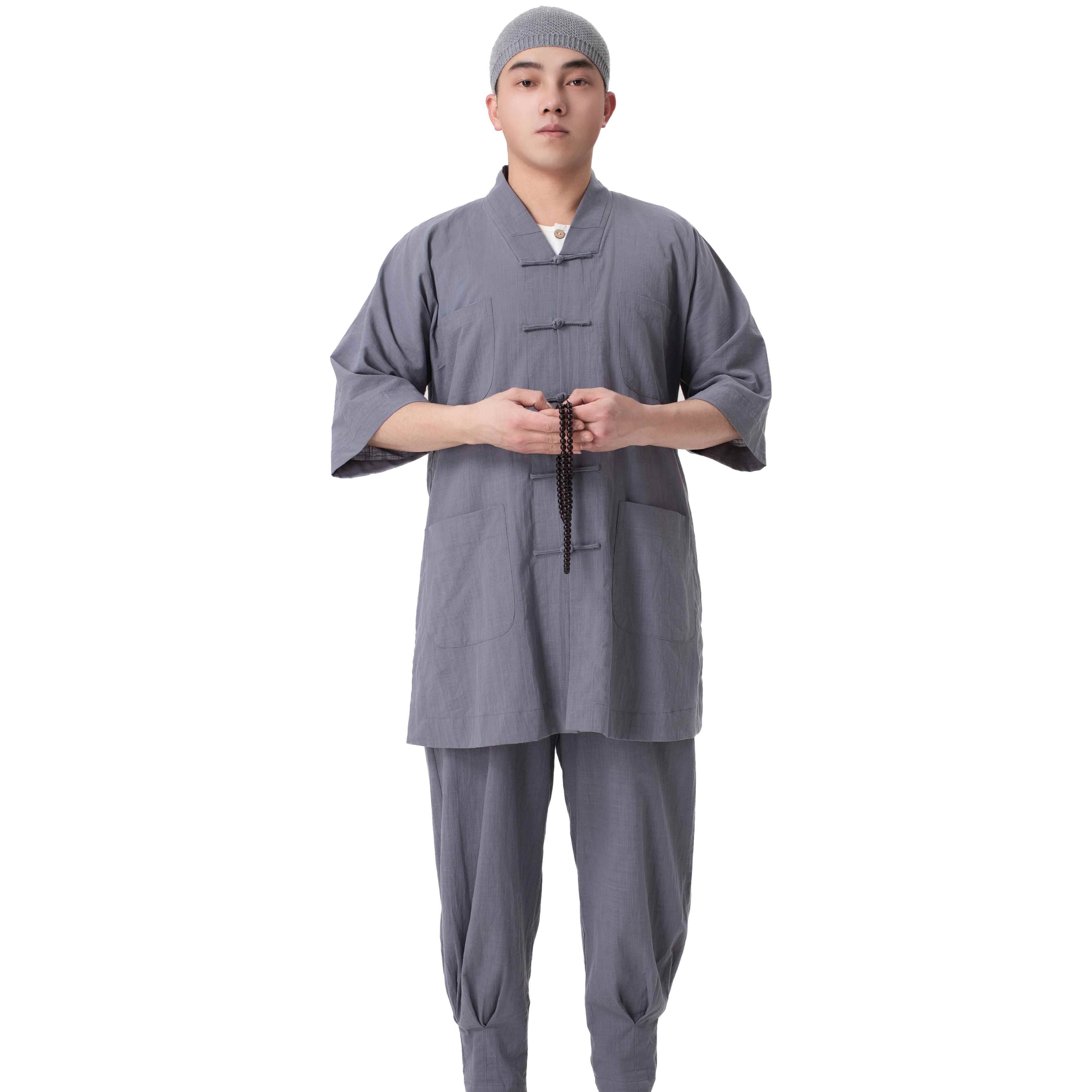 特卖僧服夏季竹节棉短褂出家人透气薄款小褂套装禅修服僧人僧衣罗