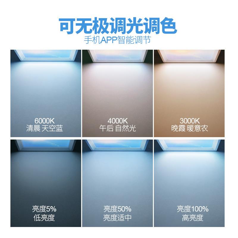 厨房卫生调光调自TWT色吊顶式天空灯顶灯青吸光然间光嵌入式LED