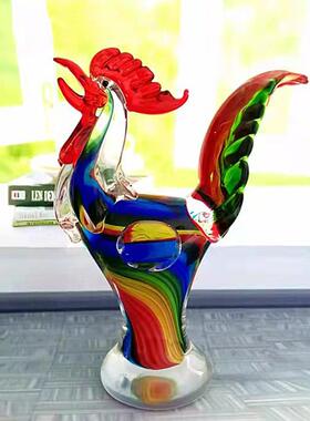 大号琉璃炫彩鸡摆件