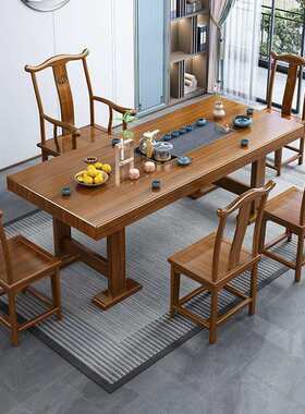 新式DHN实木大板茶台茶桌椅组桌合家用办公体一茶几茶中具家具