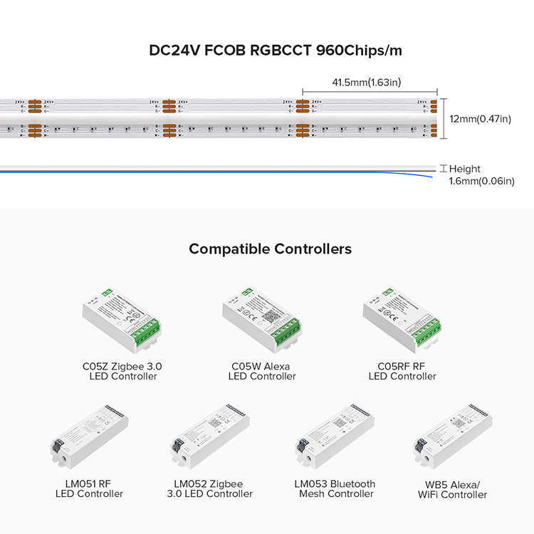 FCOB七彩灯RGBCCT自粘超薄24V灯条RGBCW吊顶背景墙无光斑LED灯带,家装灯饰光源,室内LED灯带,淘宝优惠券,粉丝福利购,淘宝优惠卷