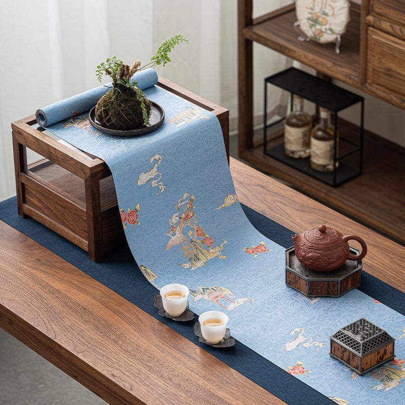 中式茶席防水香云纱桌旗中式茶台茶布艺茶桌垫禅意茶盘垫茶台桌布