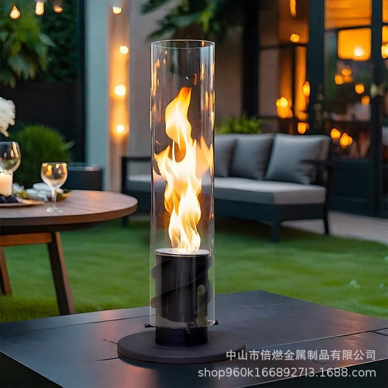 真火酒精壁炉室内火龙卷风旋转真火焰玻璃金属壁炉取暖壁炉