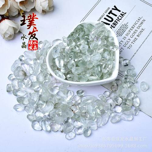 天然绿水晶碎石水晶原石消磁石鱼缸铺垫裸石