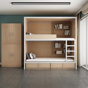 上下铺层公床学宿舍全木包YY-207边高低床多功能双可储物1米2全包