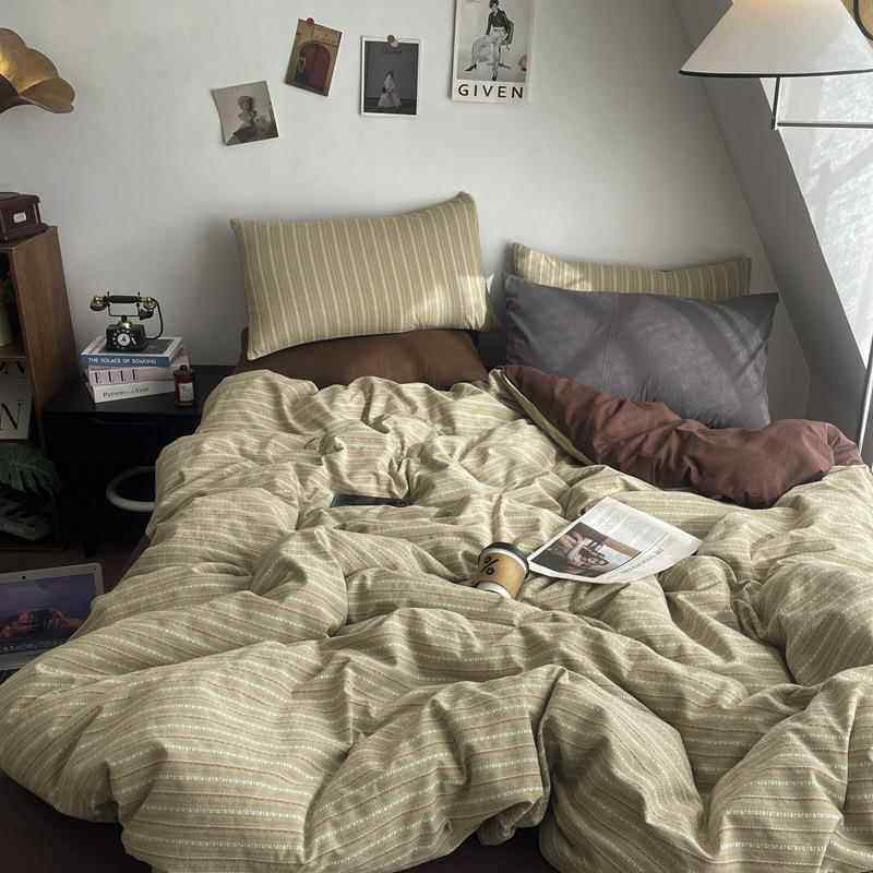 彩纱川线色织提花四件套全棉纯棉三件套四季套件床单柔软人字纹