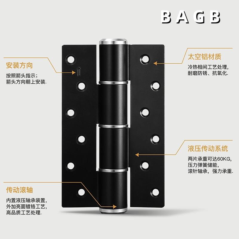 液压合页缓冲隐形门木门专用关门铰链闭门器6寸不分左右缓冲静音