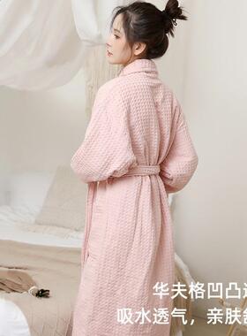 款浴2LXQ袍a类女纯吸水速干2棉06新透气情侣款睡袍浴衣家居服不掉