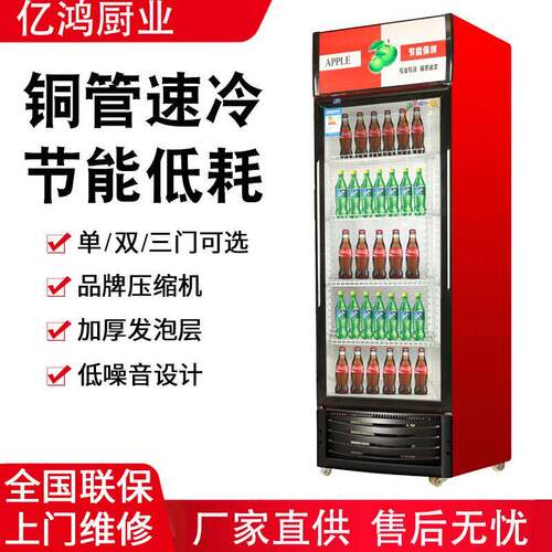 冷藏展示柜单门饮料柜商用双开门保鲜柜立式三门啤酒冰柜冰箱超市