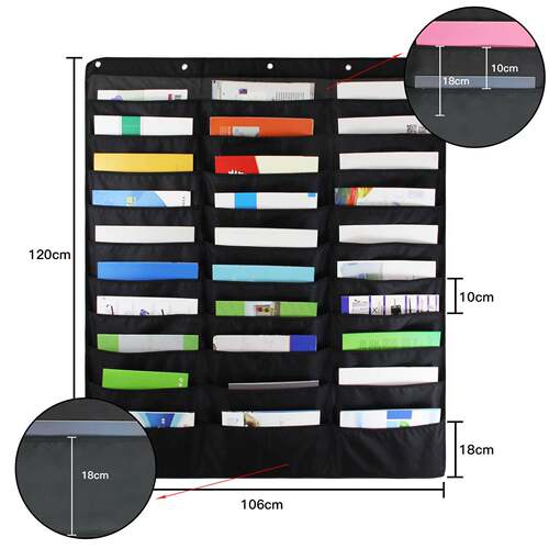 0层三排130口袋Pocket chart 文具收纳挂 袋办公室件BE-GD018文夹